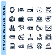 25 Vintage Devices Lineal Fill icons pack. vector illustration.