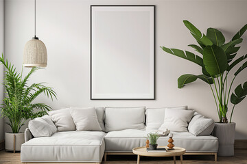 Frame mockup, ISO A paper size. Home Office wall poster mockup. Interior mockup with office background. Modern interior design.