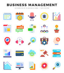 Collection of Business Management 25 Flat Icons Pack.