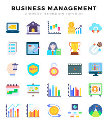 Set of simple Flat Business Management Icons. Flat art icons pack. Vector illustration.