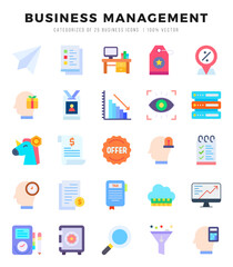 Collection of Business Management 25 Flat Icons Pack.