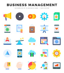 Set of Business Management Icons. Simple Flat art style icons pack. Vector illustration.