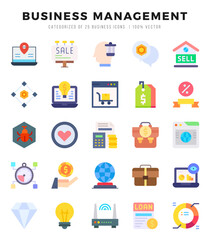 Business Management Flat icons collection. Flat icons pack. Vector illustration