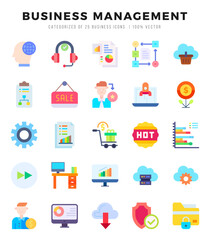 Business Management web icons in Flat style.