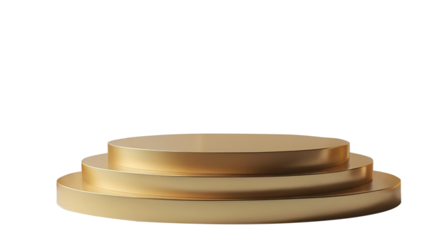 photo of gold podium on transparent background (PNG) template isolate - Powered by Adobe