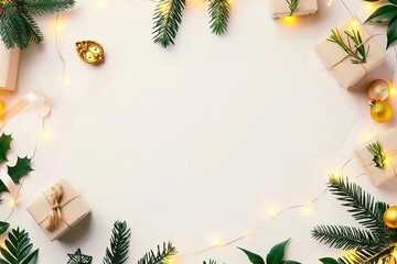 Happy New Year vertical orientation banner. Striped red gift boxes with golden and red bows on a white background.