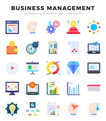 Vector Business Management types icon set in Flat style. vector illustration.