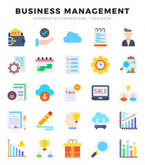 Business Management Icons Pack Flat Style. Vector illustration.