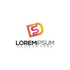 logo illustration initial letter vector full color