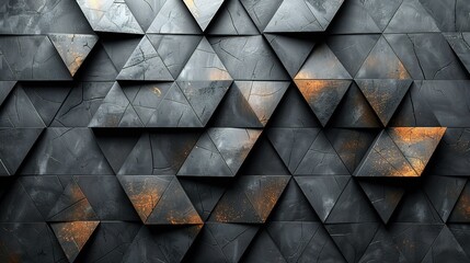 Abstract texture dark black gray background banner panorama long with 3d geometric triangular gradient