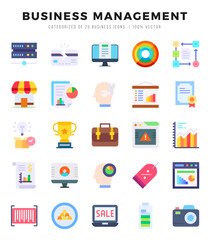 Business Management Icons Pack Flat Style. Vector illustration.