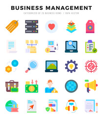 Vector Business Management types icon set in Flat style. vector illustration.