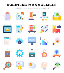 Set of simple Flat Business Management Icons. Flat art icons pack. Vector illustration.