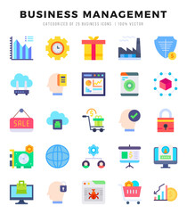 Collection of Business Management 25 Flat Icons Pack.