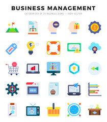 Business Management Icons Pack. Flat icons set. Flat icon collection set. Simple vector icons.