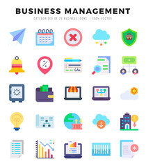 Business Management Flat icons collection. 25 icon set. Vector illustration.