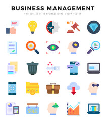 Business Management web icons in Flat style.