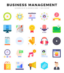 Set of Business Management icons in Flat style. High quality Flat Icons symbol collection.