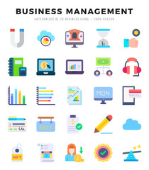 Business Management Icons Pack. Flat icons set. Flat icon collection set. Simple vector icons.