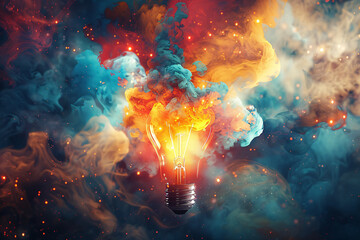 Conceptual art illustrating the clash of ideas, embodying creative thought