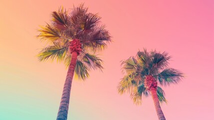 Fototapeta premium Tropical beach at sunset with palm trees