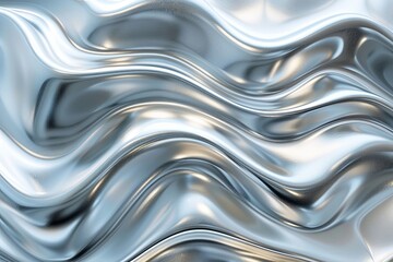 Obraz premium Silver abstract background with wavy pattern created with generative ai