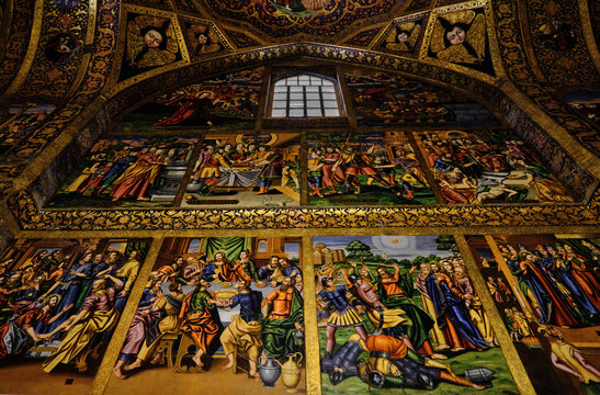 Isfahan, Iran, 30.06.2023: Inside Vank Cathedral, Armenian and Holy Savior Cathedral (Church of the Saintly Sisters) in Iran.