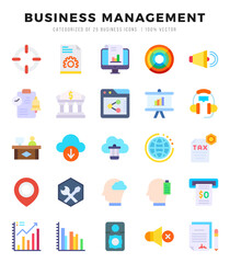 Business Management Icons Pack. Flat icons set. Flat icon collection set. Simple vector icons.