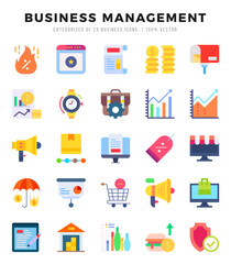 Business Management Flat icons collection. 25 icon set. Vector illustration.