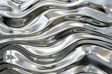 Silver abstract background with wavy pattern created with generative ai