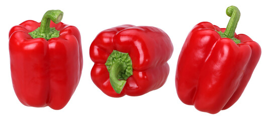 red sweet bell pepper isolated, transparent PNG, PNG format, cut out, collection, set.