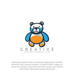 Brown bear icon vector Illustration.Bear cartoon animal logo. Polar bear logo concept vector template design.