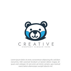 Brown bear icon vector Illustration.Bear cartoon animal logo. Polar bear logo concept vector template design.