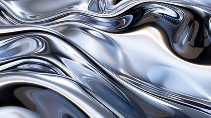 Abstract composition featuring fluid chrome waves in a mesmerizing metallic landscape, ideal for modern digital art.