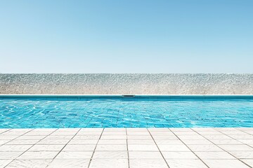 Obraz premium Bright poolside with clear blue water and sunny sky