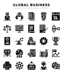 icons set. Global Business for web. app. vector illustration.