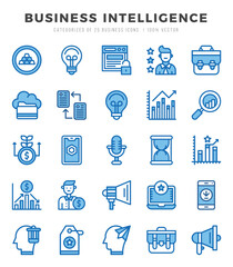 Collection of Business Intelligence 25 Two Color Icons Pack.