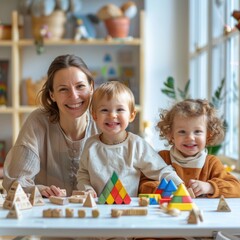 Happy Family Bonding During Playtime with Educational Toys at Home