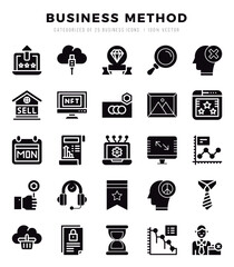 Business Method elements. Glyph web icon set. Simple vector illustration.