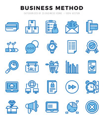 Business Method Icons Pack. Two Color icons set. Two Color icon collection set.