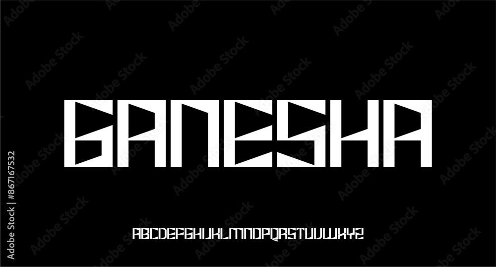 Fototapete geometric modern unique bold display alphabet font vector