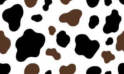Fototapeta premium cow texture pattern repeated seamless black brown and white lactic chocolate animal jungle print spot skin. print
