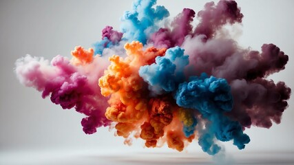 Fototapeta premium multicolor smoke center radial explosion isolated in w background