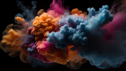 Fototapeta premium multicolor smoke center radial explosion isolated in b background