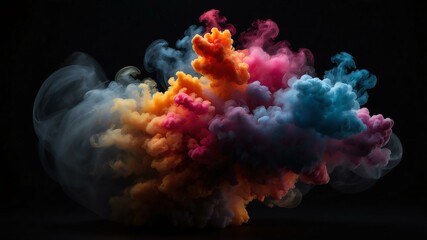 Fototapeta premium multicolor smoke center radial explosion isolated in b background