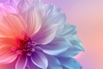 Close-up of a colorful flower with soft, delicate petals. Abstract floral background with gradient colors. Beautiful macro photography of nature.