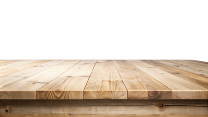 Empty natural wooden table top isolated with transparent background