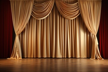Elegant Stage Curtains with Red and Gold Drapes