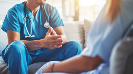 Obraz premium doctor from clinic talking to patients