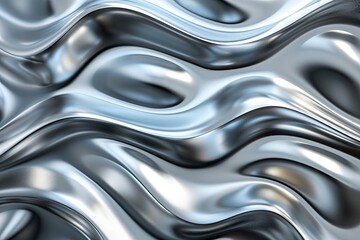 Silver abstract background with wavy pattern created with generative ai